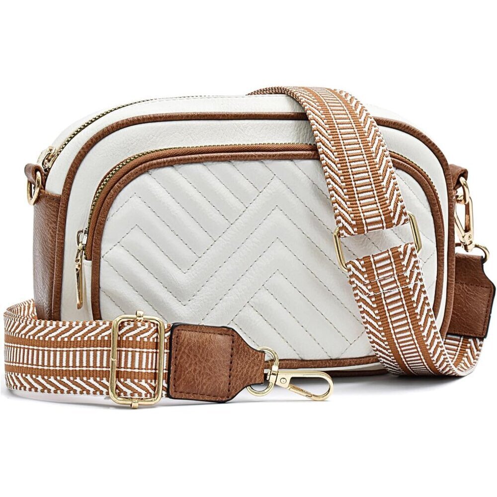Vegan Leather Quilted Crossbody Bag Small Shoulder Purse For Women